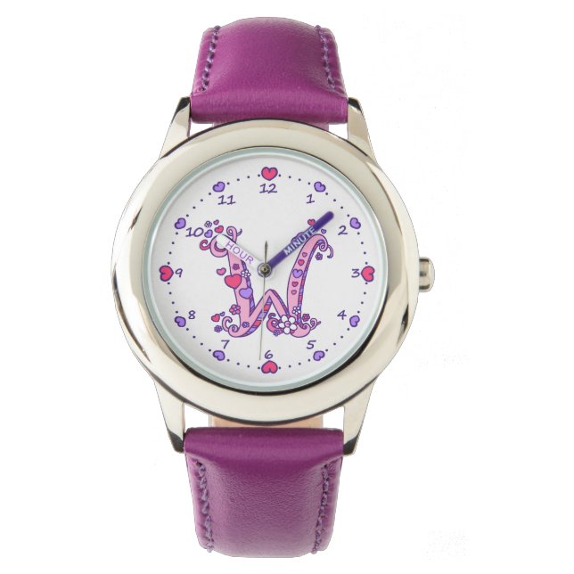 Montre pour filles personnalisée avec monogramme r (devant)