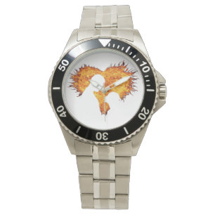 Montre pour homme à flamme de cœur 