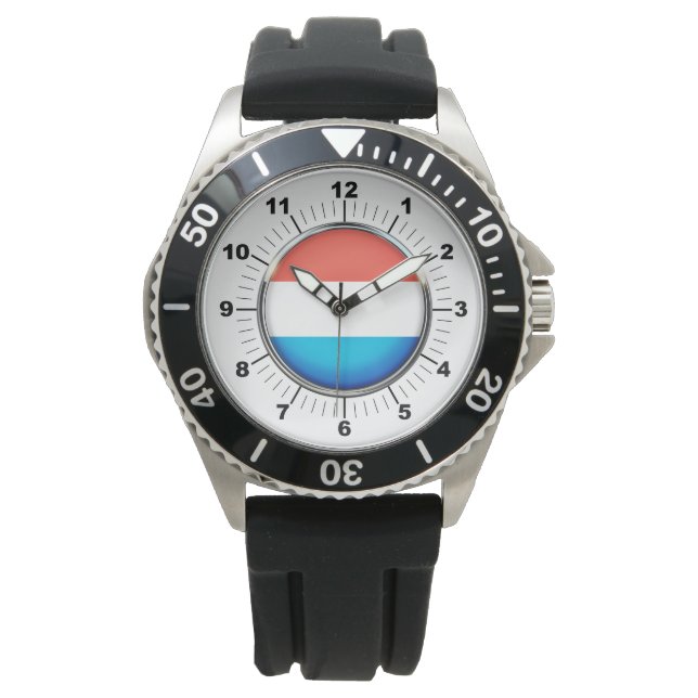 Montre pour homme avec bracelet en caoutchouc noir (devant)