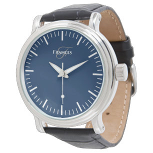 Montre pour homme avec cadran bleu marine et brace