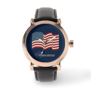 Montre pour homme drapeau américain patriotique Ca