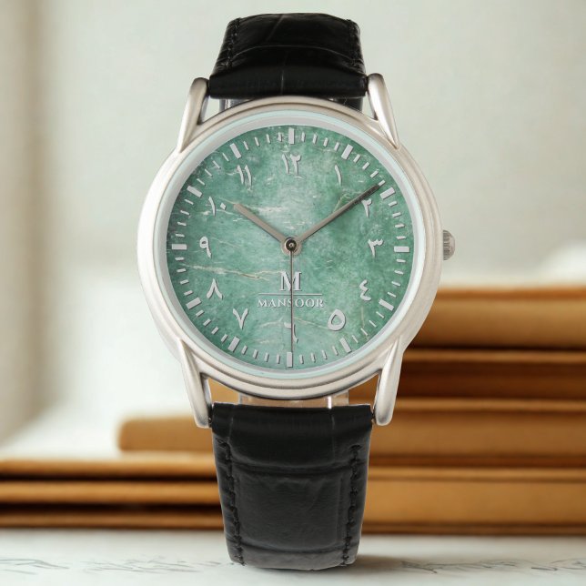Montre pour homme Jade Face avec chiffres arabes – (Créateur téléchargé)