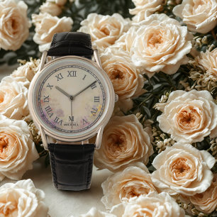 Montre pour hommes à fleurs aquarellisées personna
