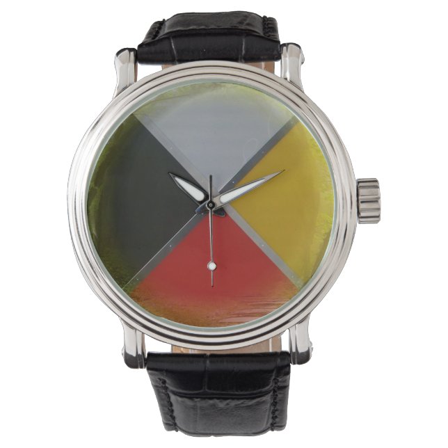 Montre pour hommes à roue de médecine de forêt (devant)