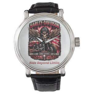 Montre pour hommes crâne de moto Born to Ride Buil