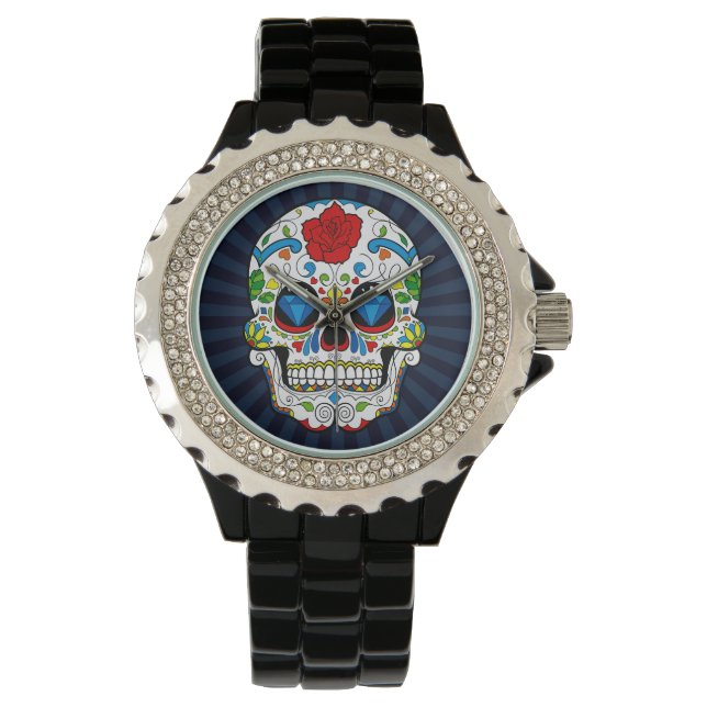 Montre pour hommes Sugar Skull Diamonds  (devant)