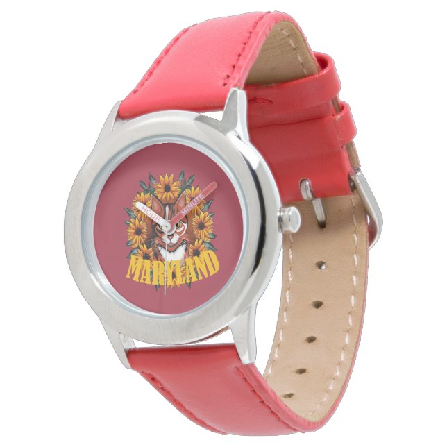 Montre Pour l'amour du chat calico du Maryland  (Incliné)