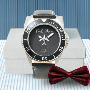 Montre pour le Témoin de Mariage Stylée Noir et Bl