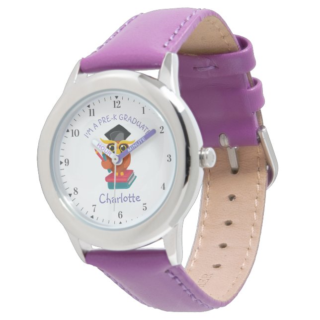 Montre Pré K Graduate maternelle Girls Owl Grad Custom (Incliné)