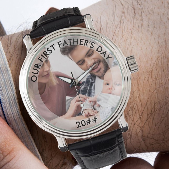 Montre Première Fête des pères Editable Année Photo perso (Créateur téléchargé)