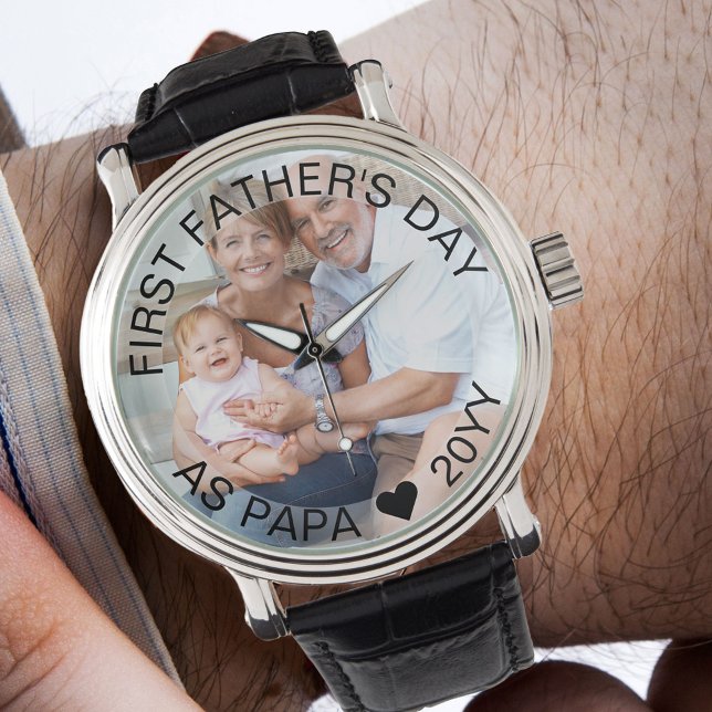 Montre Première Fête des pères en Papa Photo personnalisé (Créateur téléchargé)