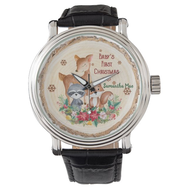 Montre Prénom personnalisé de Noël du bébé Keepsaké (devant)