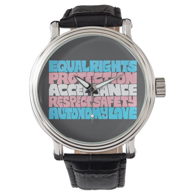 Montre PRIDE Trans droits mot art drapeau LGBT offre cade (devant)