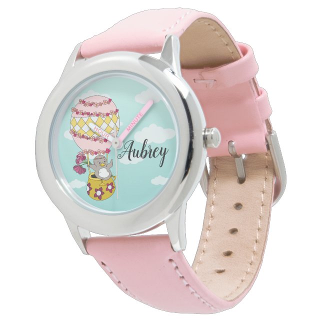 Montre Princesse à fleurs de saumon rose doux (Incliné)
