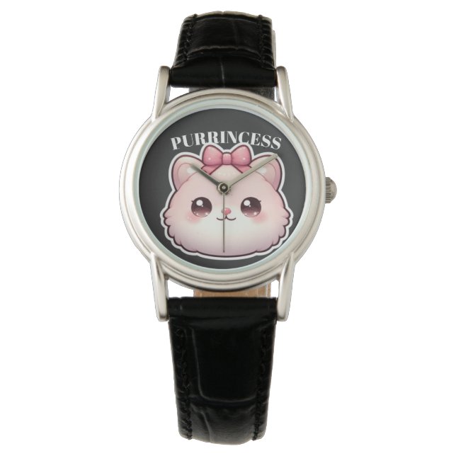 Montre Princesse Féline Design Rose Bowbow (devant)