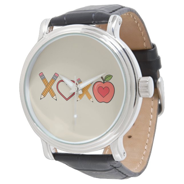 Montre Professeur XOXO Crayon Saint Valentin et pomme (Incliné)