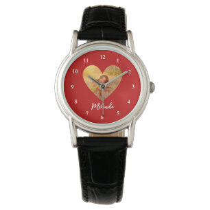 Montre Propre Photo Red Heart Frame Moderne Calligraphie