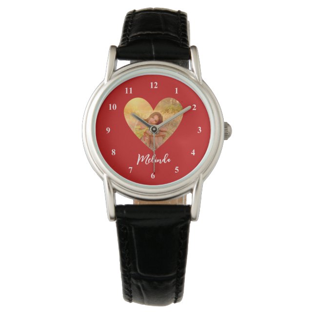 Montre Propre Photo Red Heart Frame Moderne Calligraphie (devant)