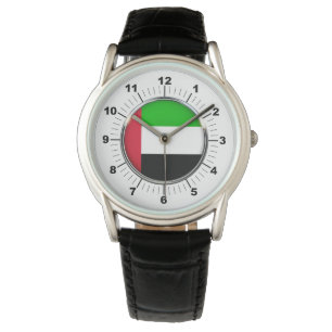 Montre Protecteur Drapeau Emirat Homme Black Leather Watc