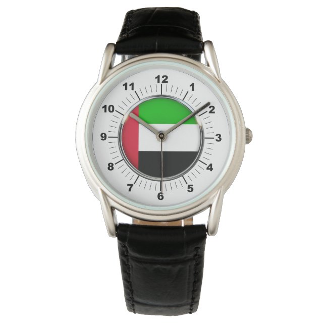 Montre Protecteur Drapeau Emirat Homme Black Leather Watc (devant)