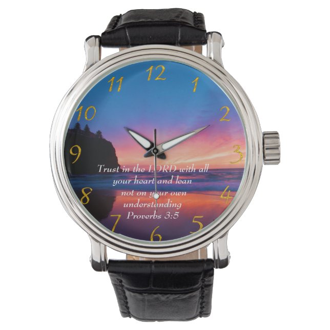 Montre Proverbes 3:5 beau océan et le ciel grand cl (devant)