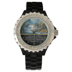 Montre Proverbes 3:5 Foi chrétienne lac de montagne 