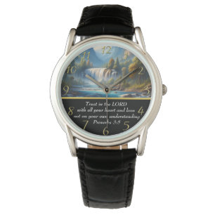Montre Proverbes 3:5 Foi chrétienne moutain lac
