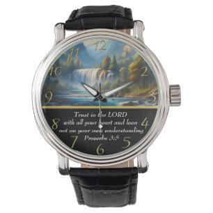 Montre Proverbes 3:5 Foi chrétienne moutain lac
