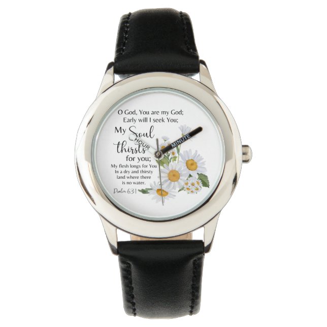 Montre Psaume 63:1 Écriture Bible Chamomile Fleurs (devant)