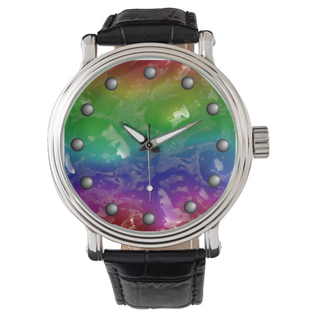 Montre Psychédélique arc-en-ciel gelé oze (devant)