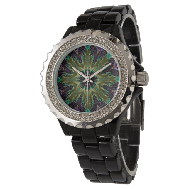 Montre Psychédélique Mandala Rétro Hippie Trippy Boho Chi (Incliné)