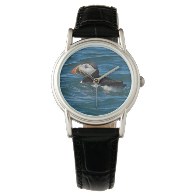 Montre Puffin en mer imitation toile imprimer clé d'impre (devant)