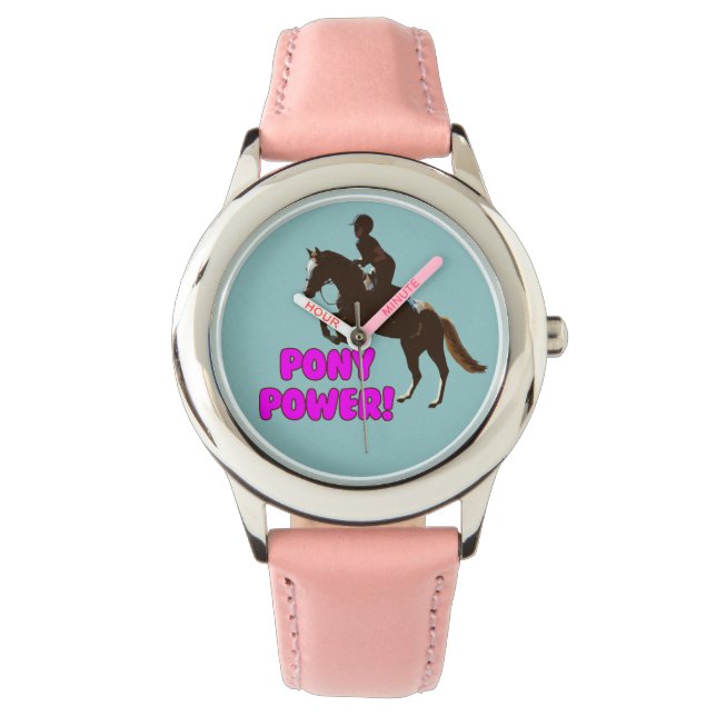 Montre Puissance rose et violette de poney (devant)
