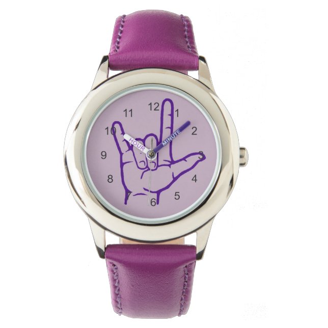 Montre Purple ASL I Love You Watch (devant)