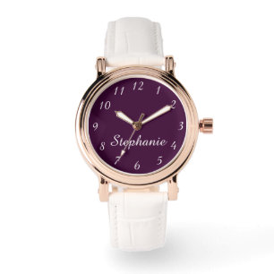Montre Purple Nom Classy Glam Rose Gold White Band Poigne