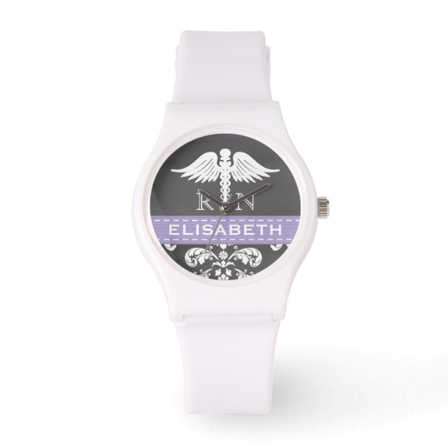 MONTRE PURPLE PERSONNALISÉ INFIRMIER RN CADUCEUS (Recto)
