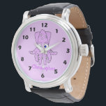 Montre Purple Squid Design<br><div class="desc">Wrist watch with a squid design. You can customise this watch with any text of your choice. Should you require any help with customising then contact us through the message link on this page. Purple squid design personalised watch</div>