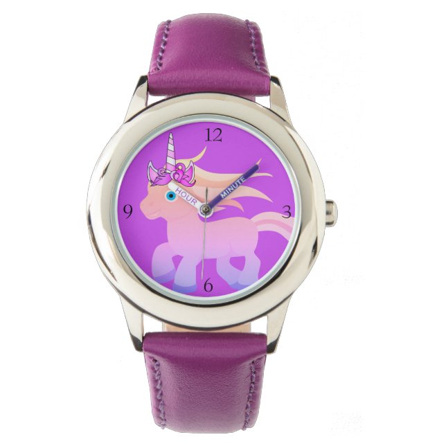 Montre Purple Unicorn Wrist Watch pour fille (devant)