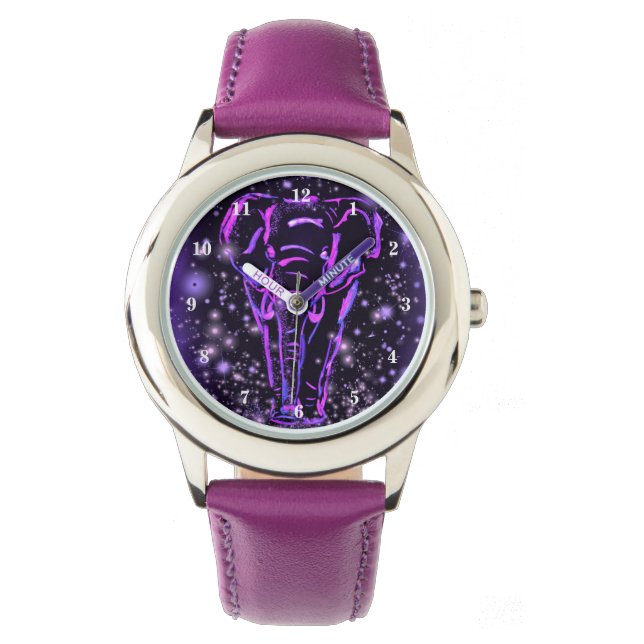 Montre Purple Watch Elephant Marcher À Starry Night (devant)