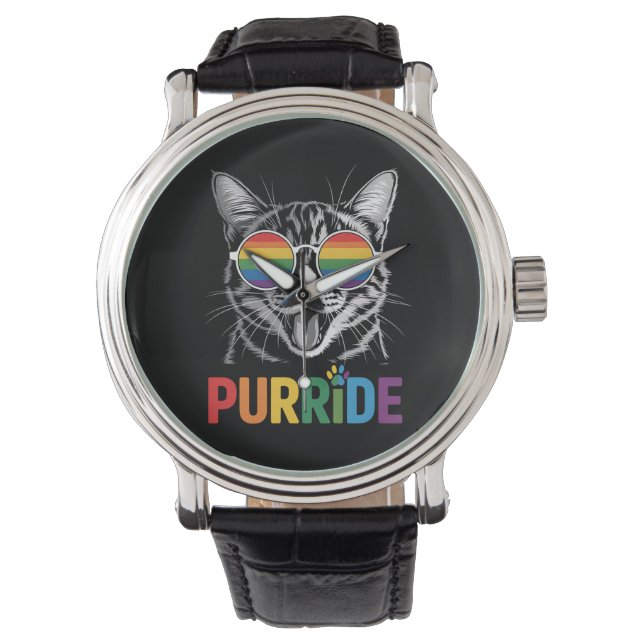 Montre Purride Cat Gay Lesbian Rainbow LGBTQ Ally Pride (devant)