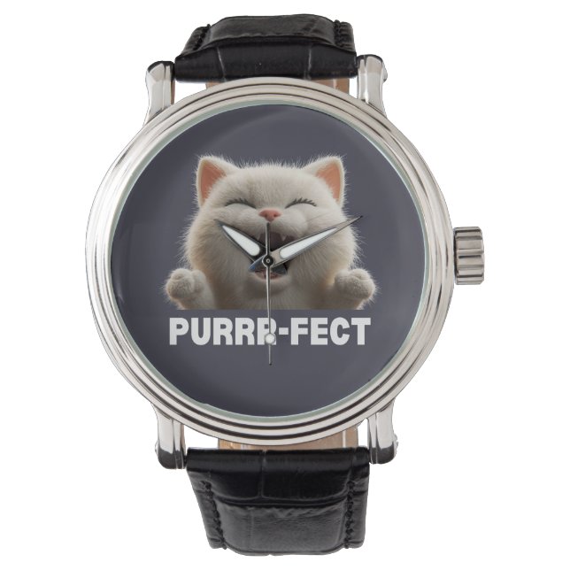 Montre PURRR-FECT Hilarious Laughing Cat Meme T Shirt (devant)