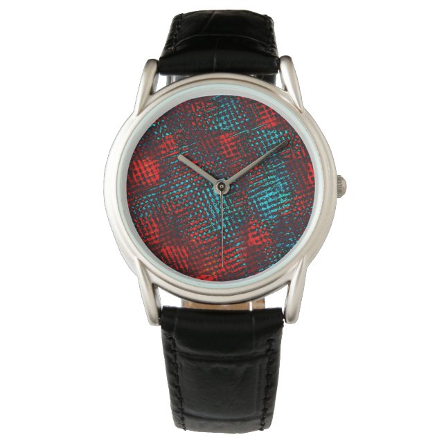 Montre Quadriculados riscados em azul claro, cor vermelho (devant)