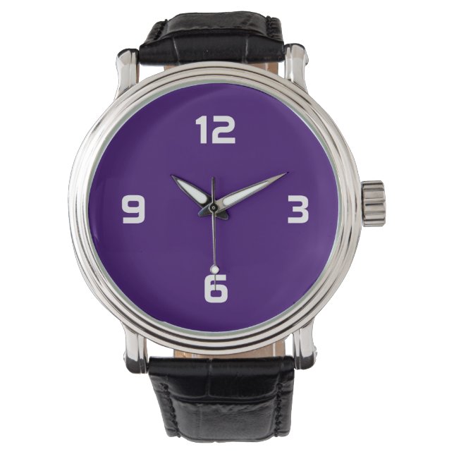 Montre Quatre chiffres - Blanc sur violet profond (devant)