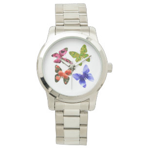 Montre Quatre Papillons Fleurs, Grande Unisex