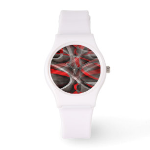 Montre Quatre-vingts Courbes rouge blanc et gris