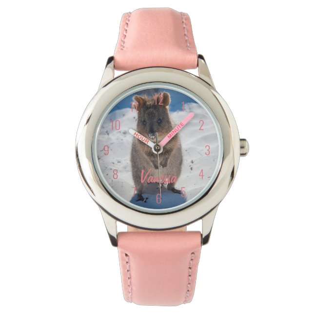 Montre Quokka sur la plage Australie, filles roses mignon (devant)