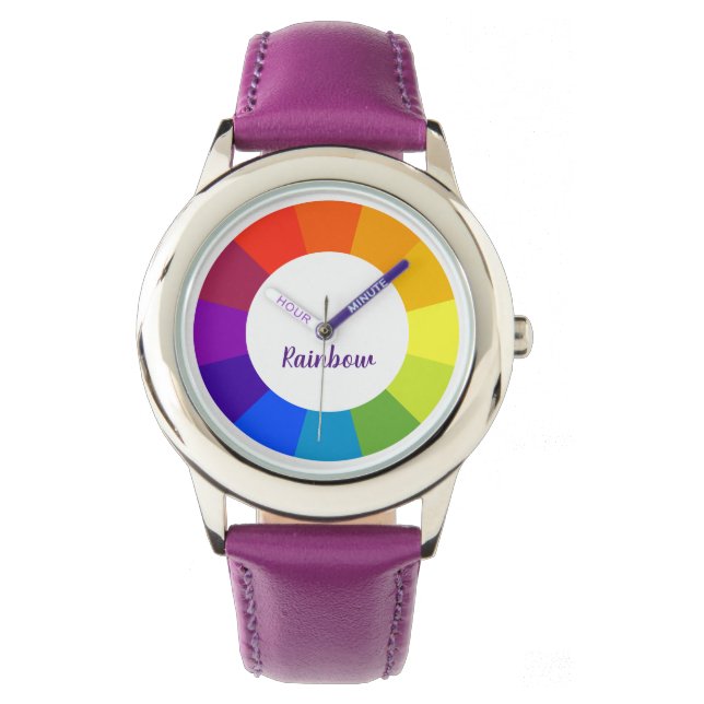 Montre Rainbow Custom Name Purple Watch (devant)