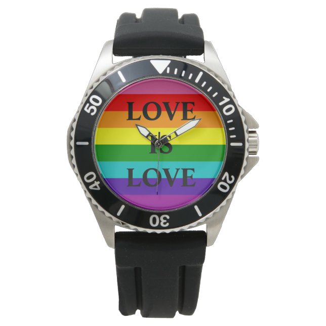 Montre Rainbow Flag Love is Love Gay pride LGBT 8 Stripes (devant)