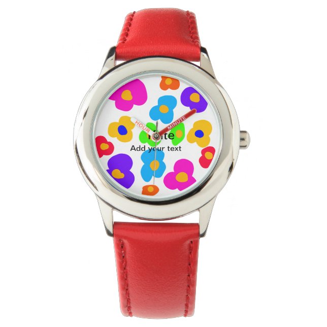 Montre Rainbow flower pride amour ajouter nom texte lqbtq (devant)