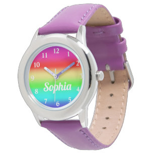 Montre Rainbow Girls Nom personnalisé Modèle mignon